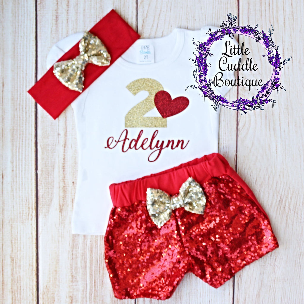 Personalized Valentine's Day Toddler Birthday Shorts Outfit