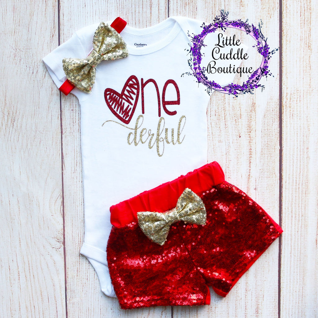 Valentine's Day Birthday Baby Shorts Outfit