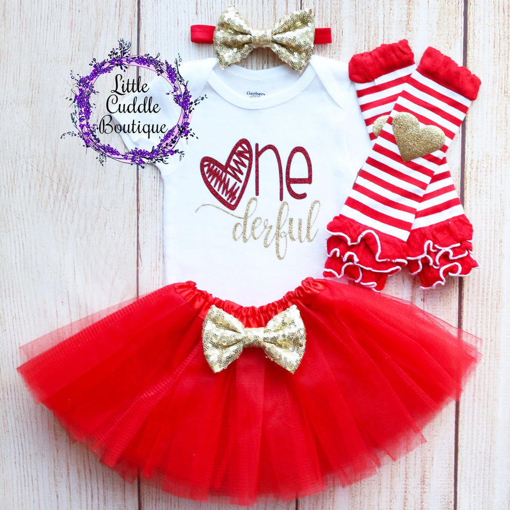 Valentine's Day First Birthday Girl Outfit