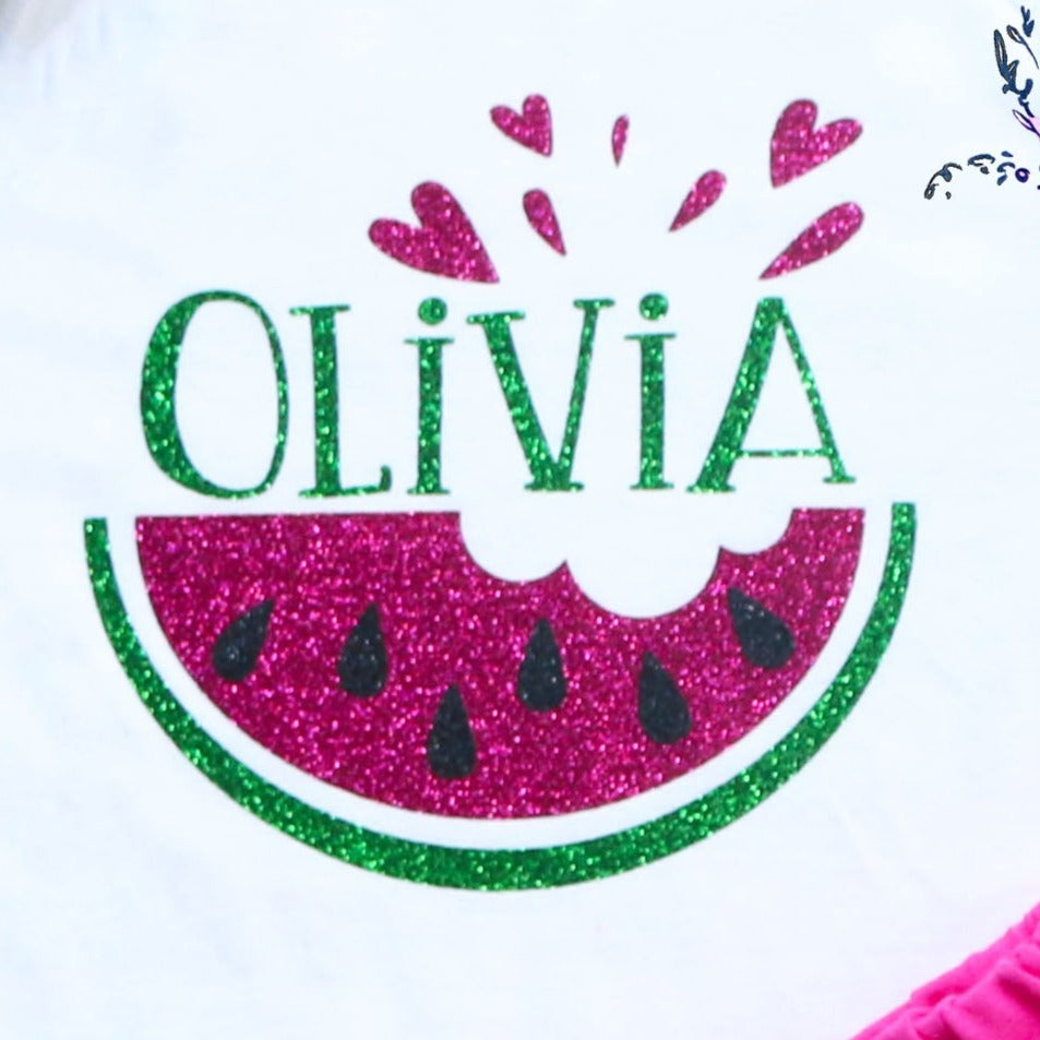 Personalized Watermelon Baby Shorts Outfit