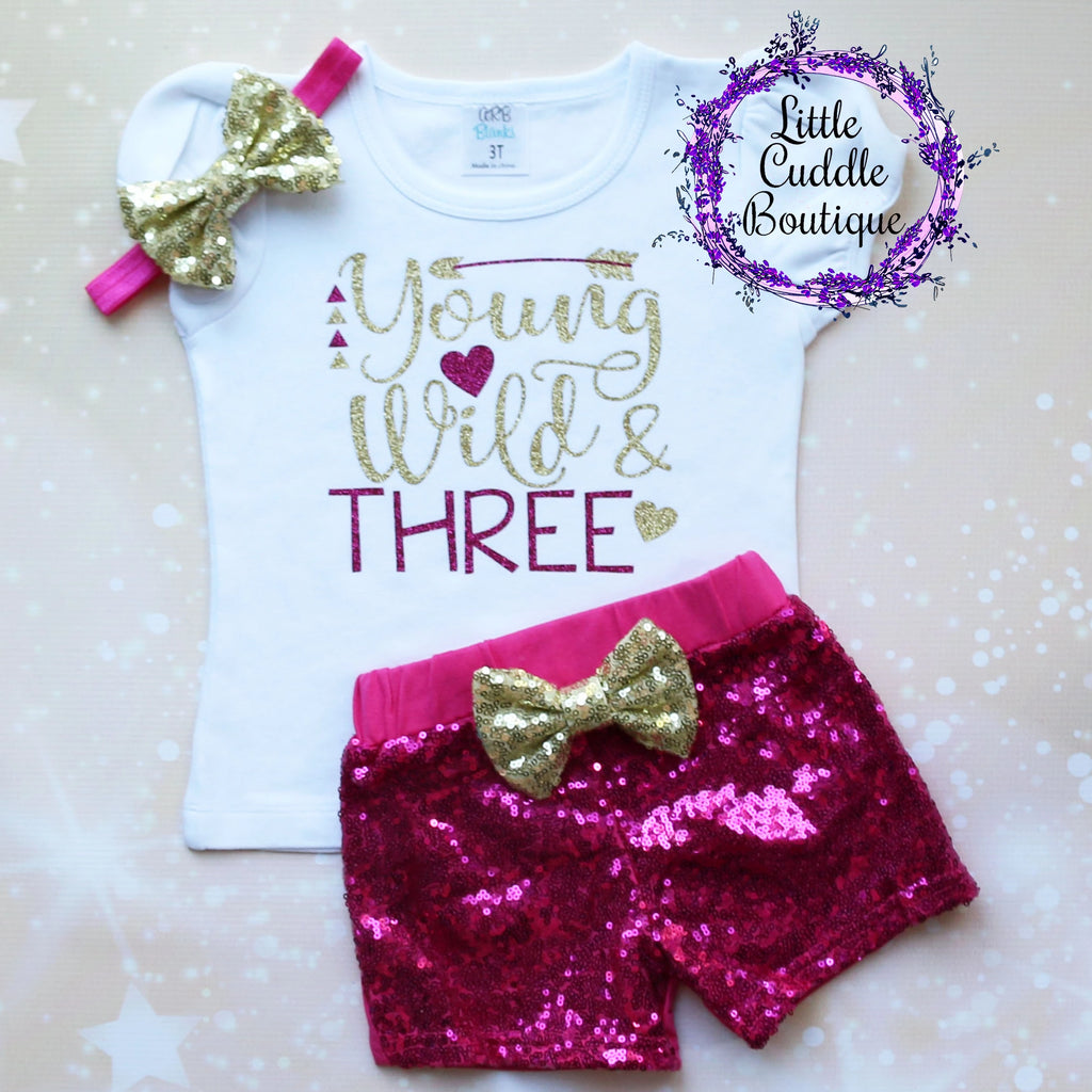 Young Wild And Three Birthday Shorts Outfit